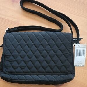 Vera Bradley "Dog Show" Black Covertible Flap Crossbody Bag